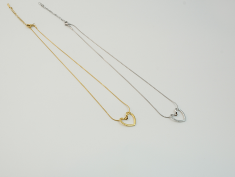 Zarif Kalp Kolye | Çelik | Gold / Silver