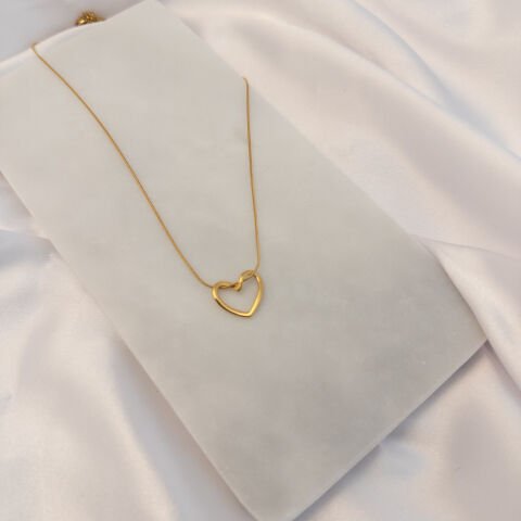 Zarif Kalp Kolye | Çelik | Gold / Silver