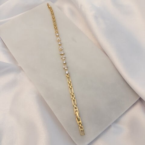 Taşlı Bileklik - 1 | Altın Kaplama | Gold