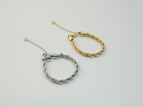 Kalın Burgu Bileklik | Çelik | Gold / Silver