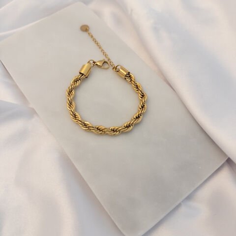 Kalın Burgu Bileklik | Çelik | Gold / Silver