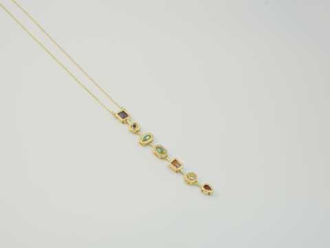 Zirkon Taşlı Y Kolye | Çelik | Gold