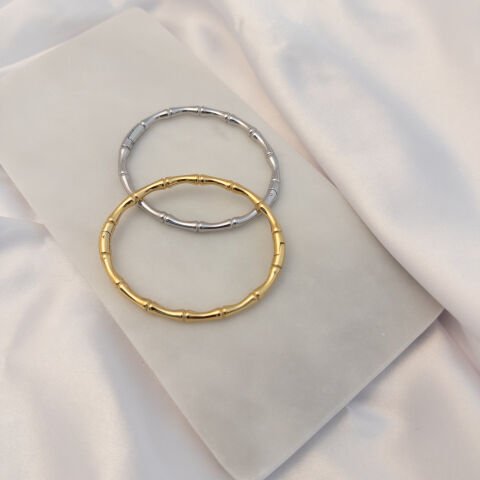 Kemik Model Kelepçe Bileklik | Çelik | Gold / Silver