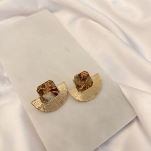 Renkli Yelpaze Zara Küpe | Çelik | Gold