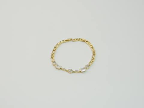 Taşlı Bileklik - 3 | Altın Kaplama | Gold