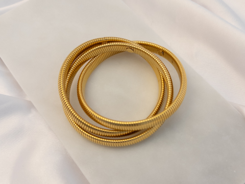 Üçlü Kalın Sarmal Yay Bileklik | Kararmaz | Altın Kaplama | Gold