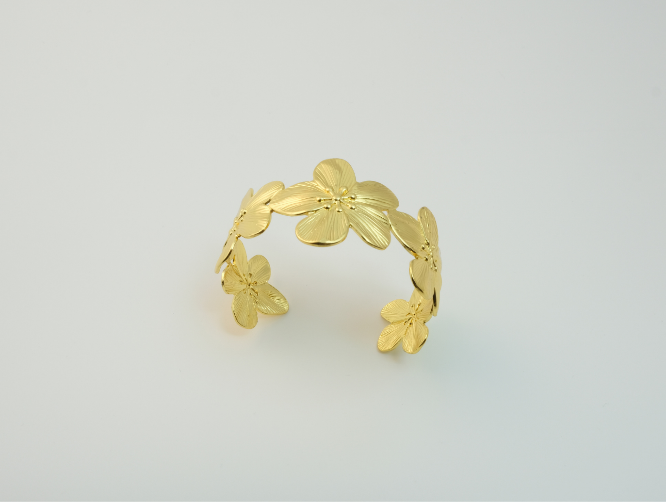 Çiçek Kelepçe Bileklik | Altın Kaplama | Gold