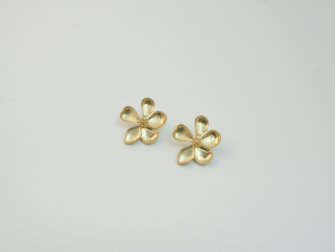 Tomurcuklu Çiçek Küpe | Çelik | Gold