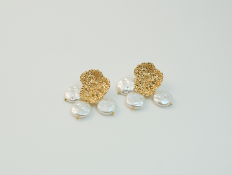 Sallantı İncili Küpe | Çelik | Gold