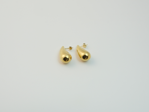 Büyük Damla Küpe | Kararmaz | Çelik | Gold