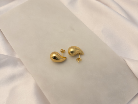 Küçük Damla Küpe | Çelik | Gold
