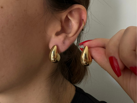 Küçük Damla Küpe | Çelik | Gold