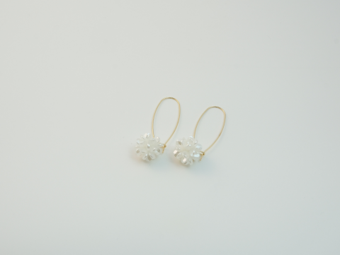 Boncuk Çiçek Küpe | Kararmaz | Çelik | Gold