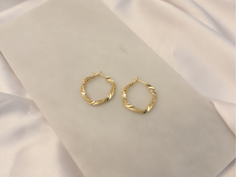 İnce Burgu Halka Küpe | Çelik | Gold