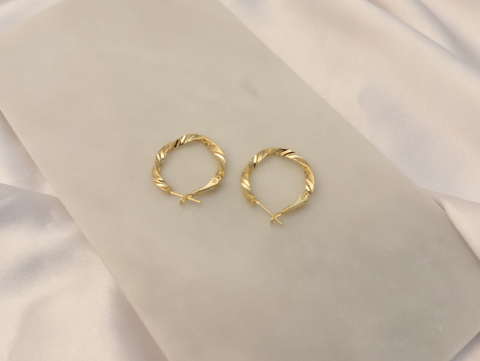 İnce Burgu Halka Küpe | Çelik | Gold