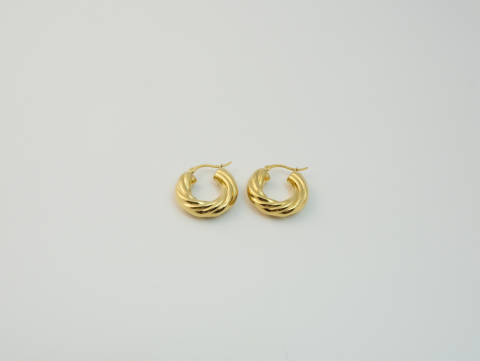 Kalın Burgu Halka Küpe | Çelik | Gold