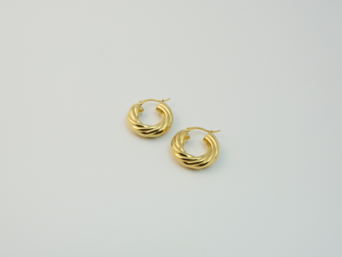 Kalın Burgu Halka Küpe | Kararmaz | Çelik | Gold