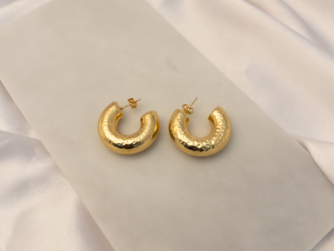 Damlalı Burgu Halka Küpe | Çelik | Gold