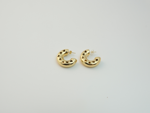 Kalpli Halka Küpe | Kararmaz | Çelik | Gold