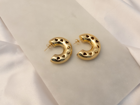 Kalpli Halka Küpe | Çelik | Gold