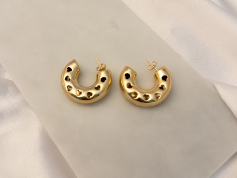 Kalpli Halka Küpe | Çelik | Gold