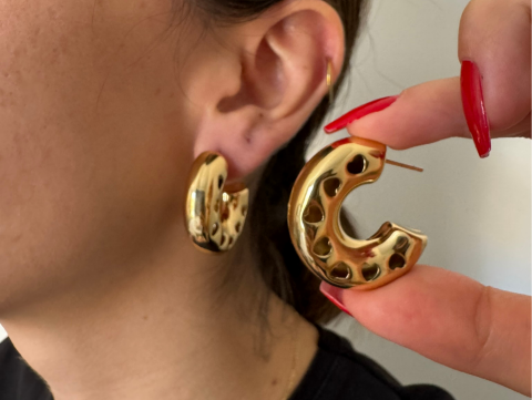 Kalpli Halka Küpe | Çelik | Gold