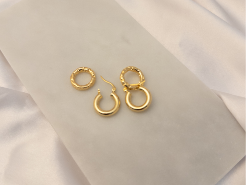 Geçmeli Halka Küpe | Altın Kaplama | Gold