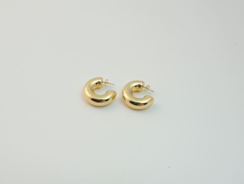 Düz Halka Küpe | Çelik | Gold