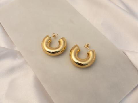 Düz Halka Küpe | Çelik | Gold