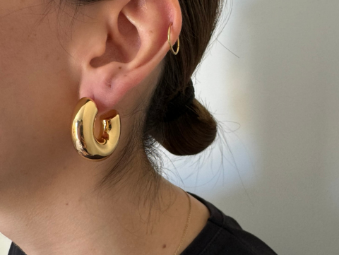 Düz Halka Küpe | Kararmaz | Çelik | Gold