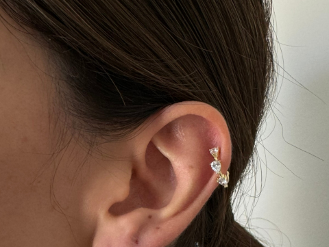 İkili Earcuff Küpe | Çelik | Gold
