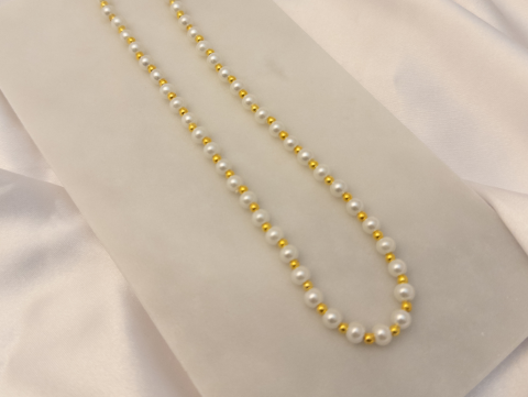 Orta İnci Gold Boncuklu Kolye | İnci | Gold