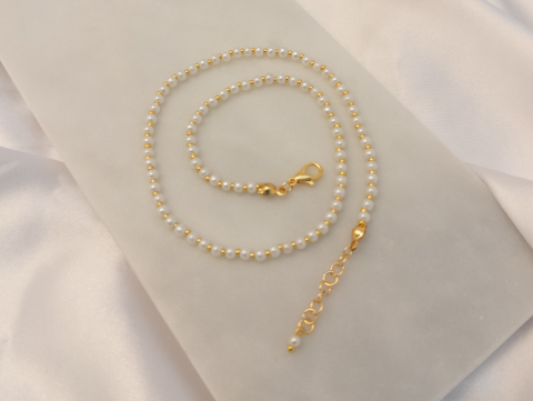 Küçük İnci Gold Boncuklu Kolye | İnci | Gold