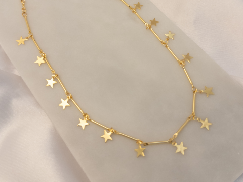 Yıldız Çubuk Kolye | Çelik | Gold