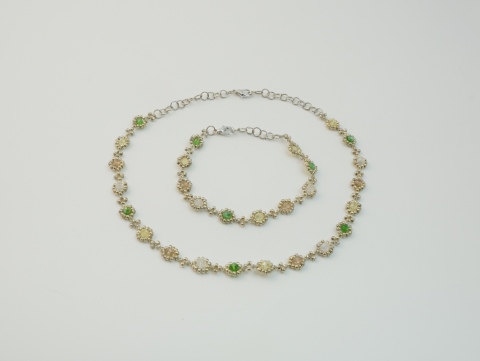 Kristal Boncuk Bileklik | Boncuk | Silver / Yeşil