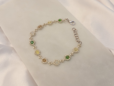 Kristal Boncuk Bileklik | Boncuk | Silver / Yeşil