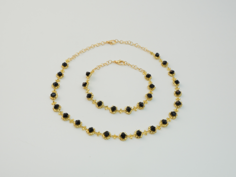 Kristal Gold Boncuk Kolye | Boncuk | Gold / Siyah