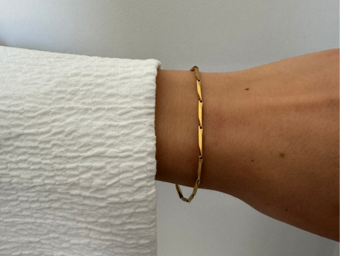 Blok Zincir Bileklik | Kararmaz | Çelik | Gold