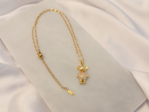 İncili Ayıcık Kolye | Çelik | Gold