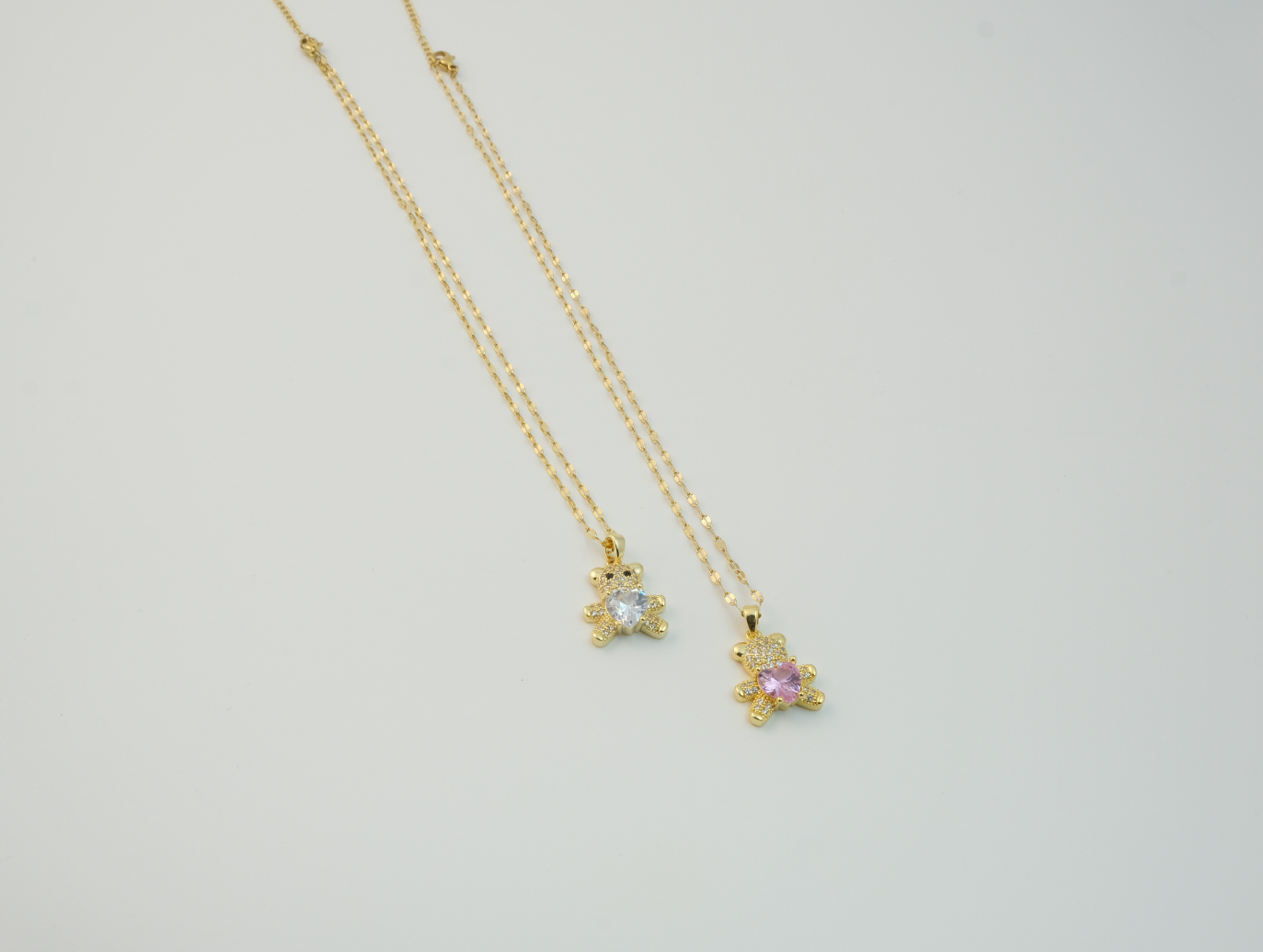 Büyük Kalpli Ayıcık Kolye | Kararmaz | Çelik | Gold