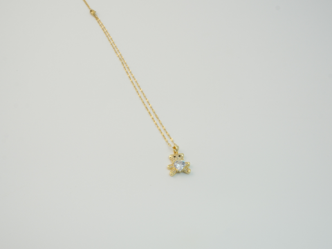 Büyük Kalpli Ayıcık Kolye | Kararmaz | Çelik | Gold