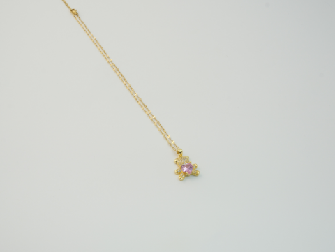 Büyük Kalpli Ayıcık Kolye | Kararmaz | Çelik | Gold