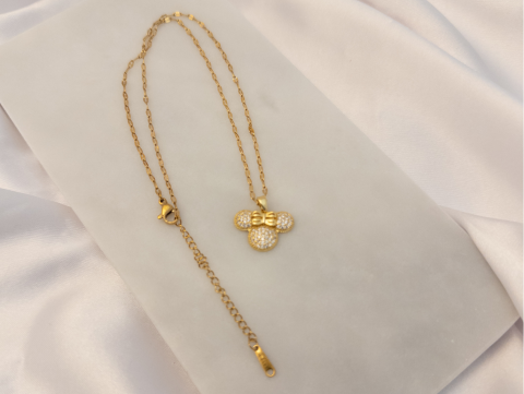 Mickey Mouse Kolye | Kararmaz | Çelik | Gold