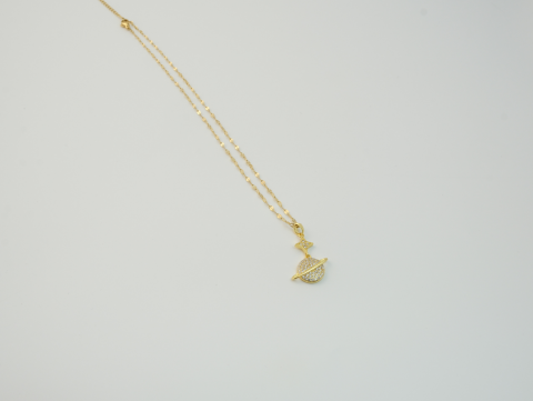 Satürn Kolye | Çelik | Gold