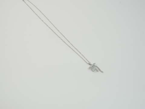 Küçük Kurdele Taşlı Kolye | Çelik | Silver