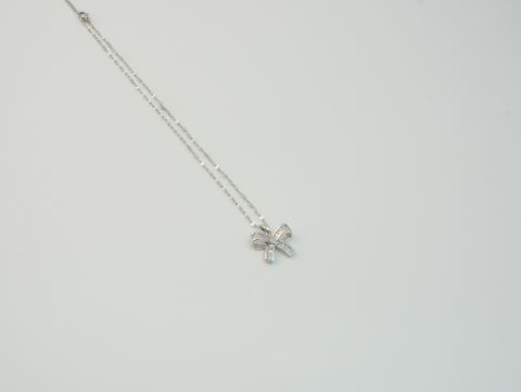 Kare Taşlı Kurdele Kolye | Çelik | Silver