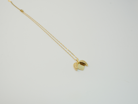 Açılır Kapanır Kalp Kolye | Çelik | Gold