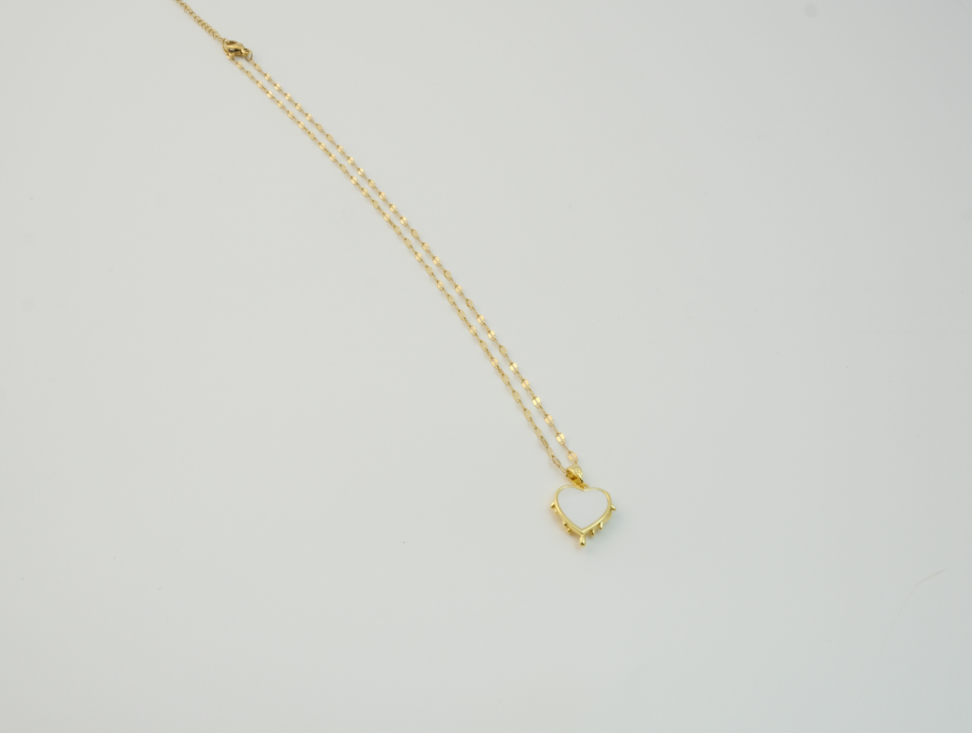 Sedef Çift Taraflı Minimal Kolye | Kararmaz | Çelik | Gold