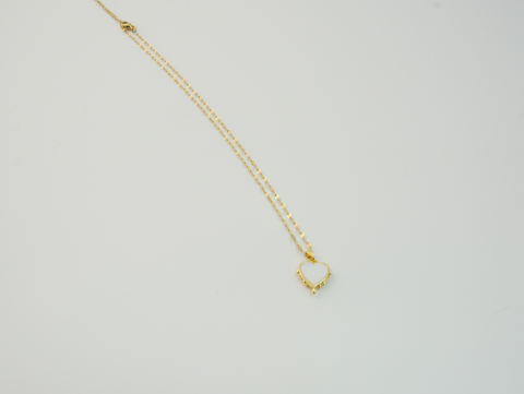 Sedef Çift Taraflı Minimal Kolye | Kararmaz | Çelik | Gold