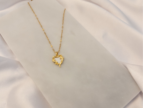 Sedef Çift Taraflı Minimal Kolye | Çelik | Gold